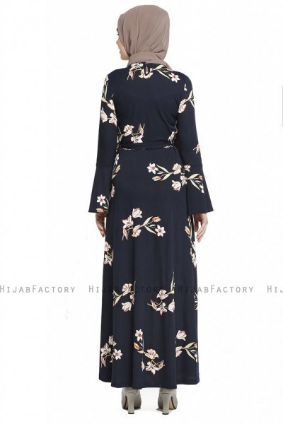 Naima - Marineblå & Lakserosa Kjole