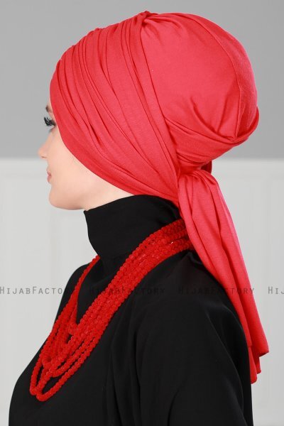 Amy - Rød Bomull Turban - Ayse Turban