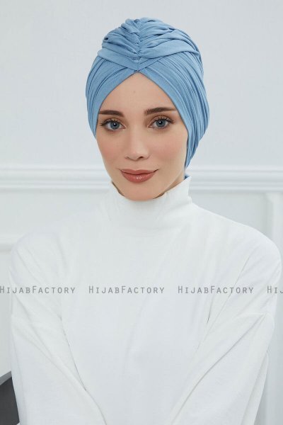 Amy - Sky Blue Bomull Turban