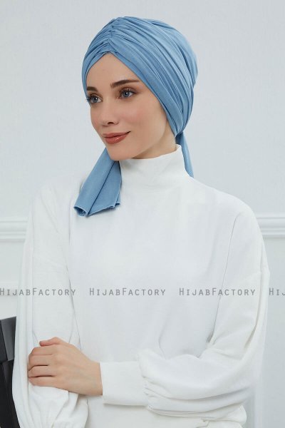 Amy - Sky Blue Bomull Turban