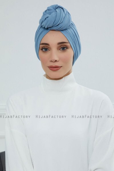 Amy - Sky Blue Bomull Turban
