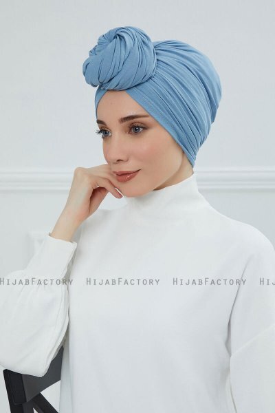 Amy - Sky Blue Bomull Turban