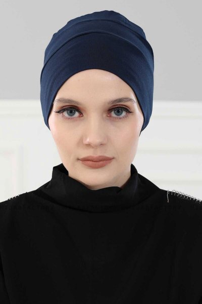 Stella - Marineblå Bomull Turban