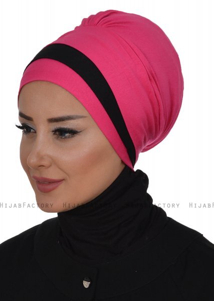 Elsa - Fuchsia & Svart Bomull Turban