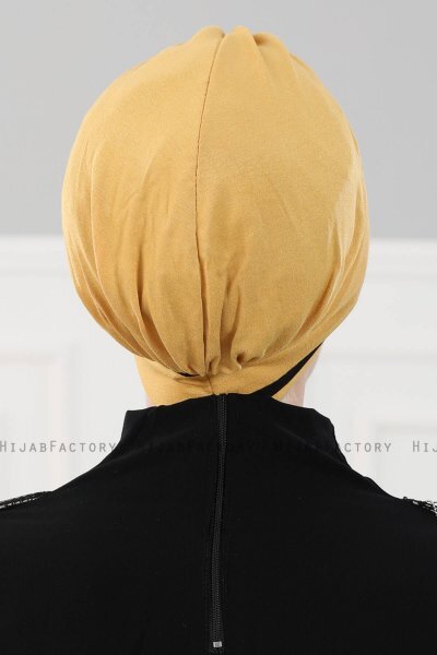 Elsa - Sennepsgul & Svart Bomull Turban