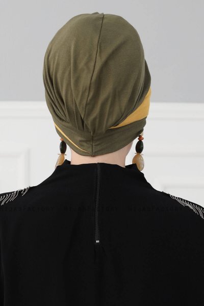 Elsa - Khaki & Sennepsgul Bomull Turban