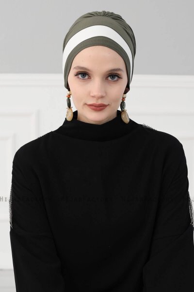 Elsa - Khaki & Creme Bomull Turban