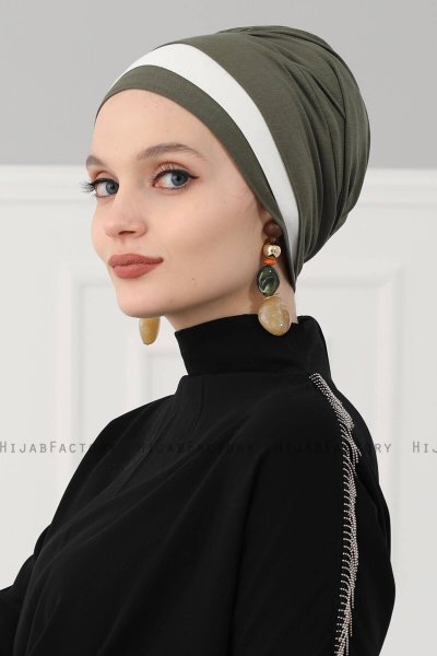 Elsa - Khaki & Creme Bomull Turban