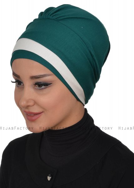 Elsa - Mørk Grønn & Creme Bomull Turban