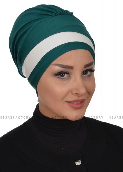 Elsa - Mørk Grønn & Creme Bomull Turban