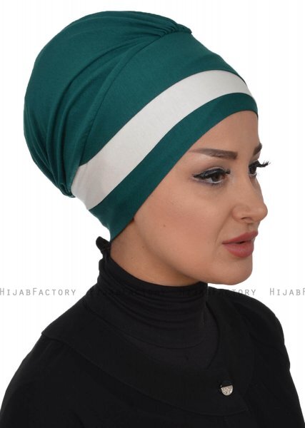 Elsa - Mørk Grønn & Creme Bomull Turban