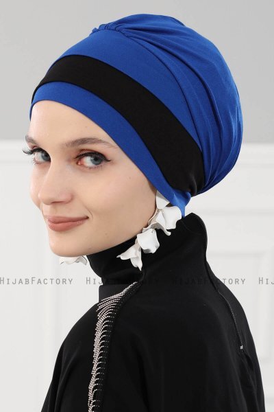 Elsa - Blå & Svart Bomull Turban