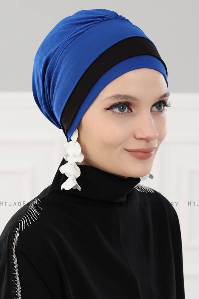 Elsa - Blå & Svart Bomull Turban