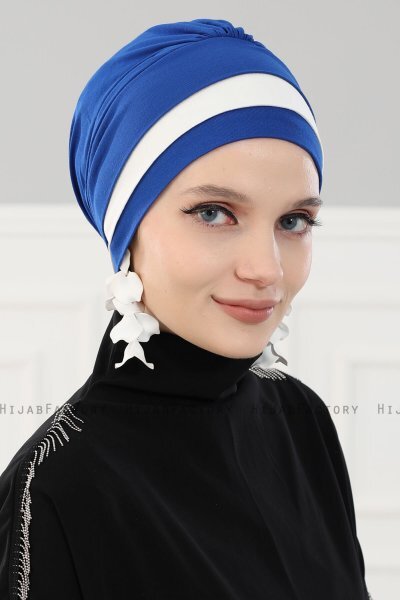 Elsa - Blå & Creme Bomull Turban