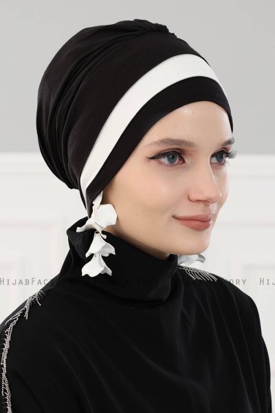 Elsa - Svart & Creme Bomull Turban