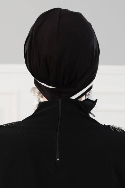 Elsa - Svart & Creme Bomull Turban