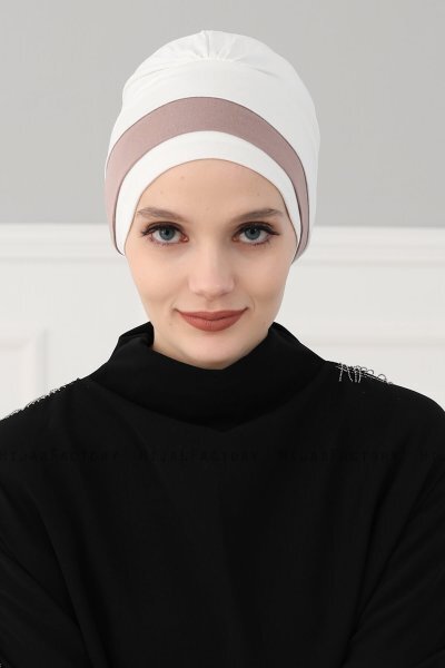 Elsa - Creme & Taupe Bomull Turban
