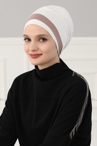 Elsa - Creme & Taupe Bomull Turban