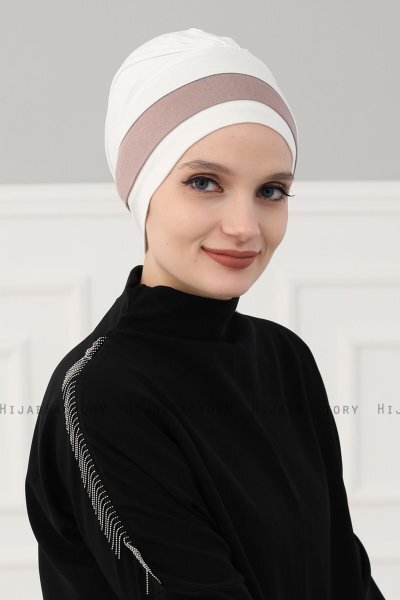 Elsa - Creme & Taupe Bomull Turban