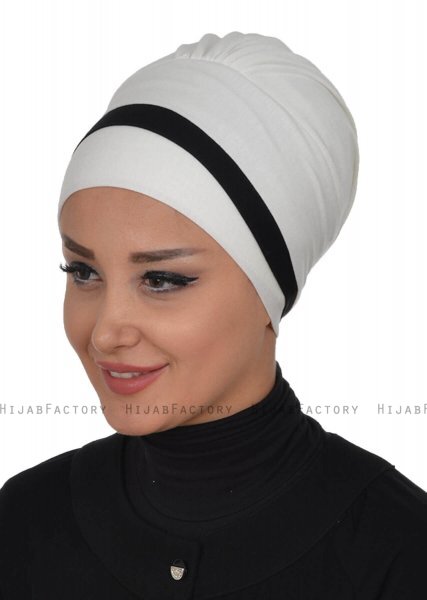 Elsa - Creme & Svart Bomull Turban
