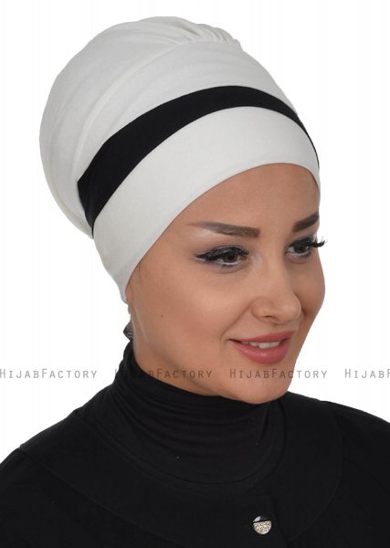 Elsa - Creme & Svart Bomull Turban