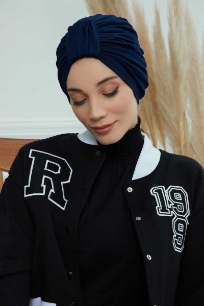 Laura - Marineblå Bomull Turban
