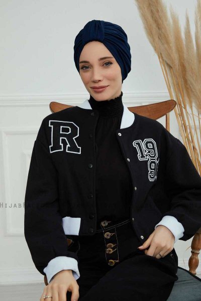 Laura - Marineblå Bomull Turban