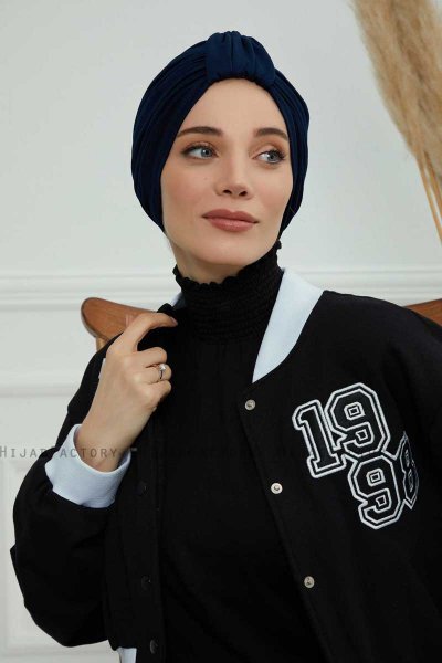 Laura - Marineblå Bomull Turban