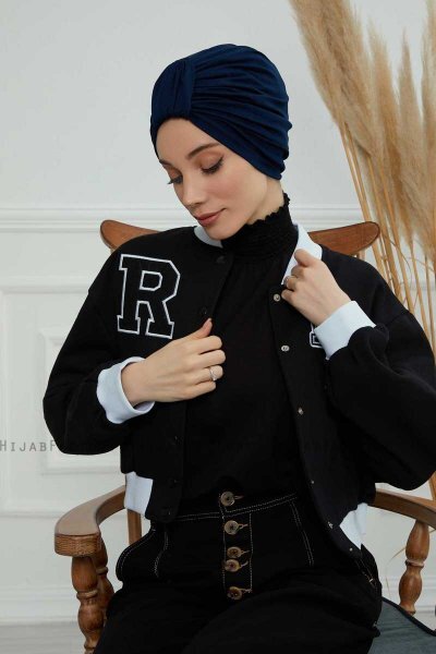 Laura - Marineblå Bomull Turban