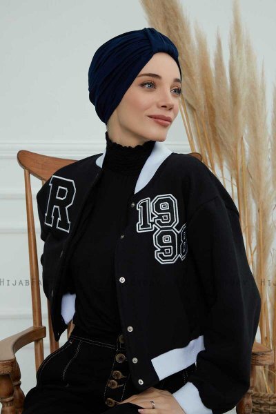 Laura - Marineblå Bomull Turban