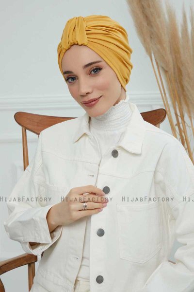 Laura - Sennepsgul Bomull Turban
