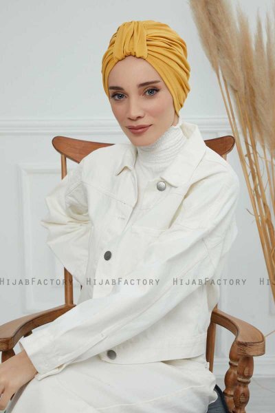 Laura - Sennepsgul Bomull Turban