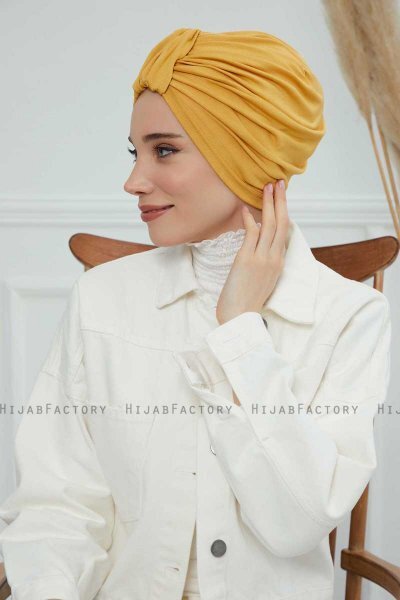 Laura - Sennepsgul Bomull Turban
