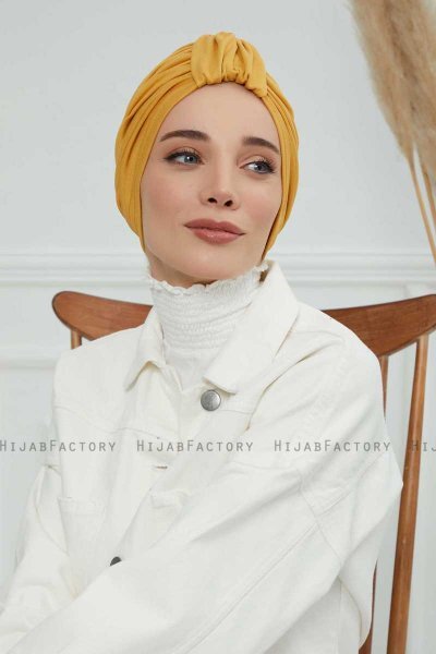 Laura - Sennepsgul Bomull Turban