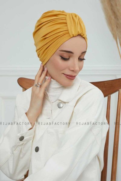 Laura - Sennepsgul Bomull Turban