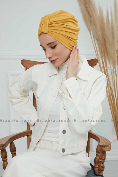 Laura - Sennepsgul Bomull Turban