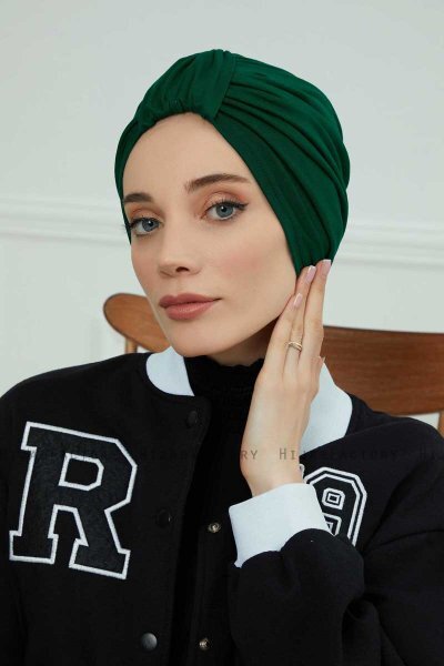 Laura - Mørk Grønn Bomull Turban