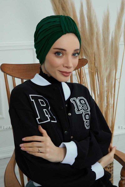 Laura - Mørk Grønn Bomull Turban