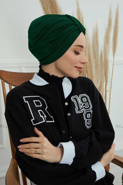 Laura - Mørk Grønn Bomull Turban