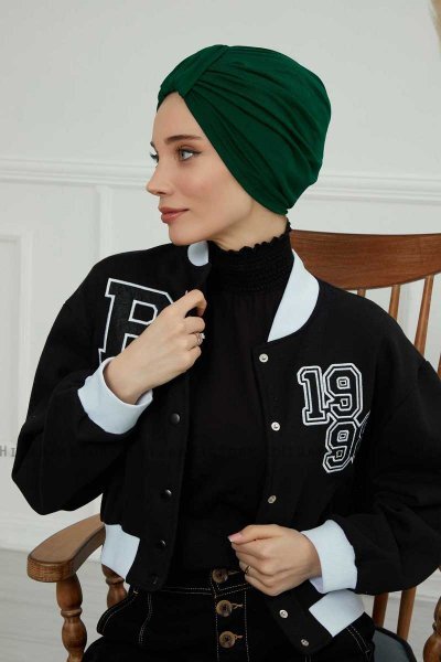 Laura - Mørk Grønn Bomull Turban
