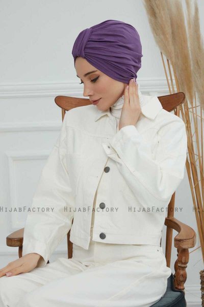 Laura - Violet Bomull Turban