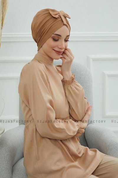 Agnes - Lysebrun Bomull Turban