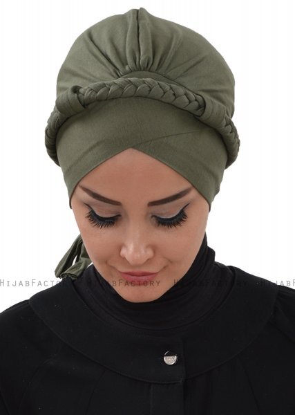 Olivia - Khaki Bomull Turban - Ayse Turban
