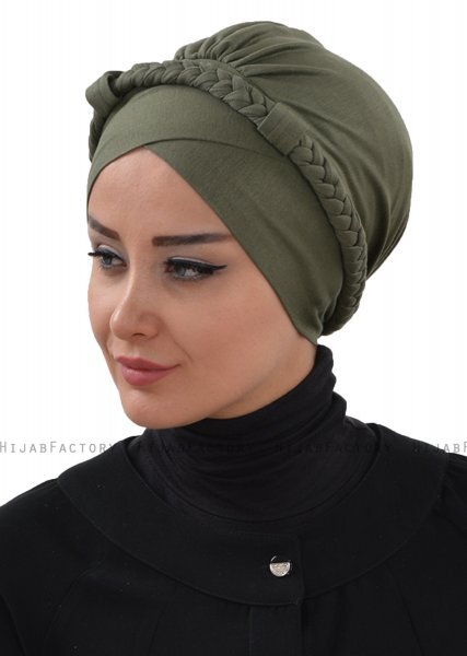 Olivia - Khaki Bomull Turban - Ayse Turban