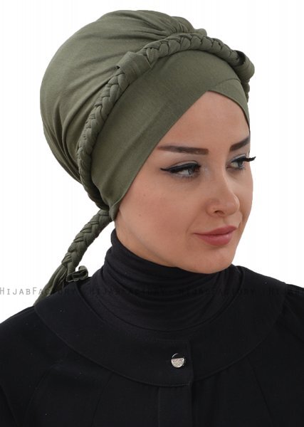 Olivia - Khaki Bomull Turban - Ayse Turban