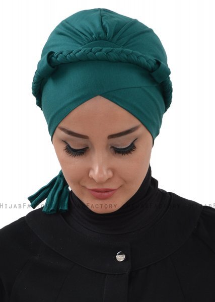 Olivia - Mørk Grønn Bomull Turban - Ayse Turban