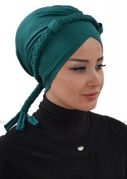 Olivia - Mørk Grønn Bomull Turban - Ayse Turban