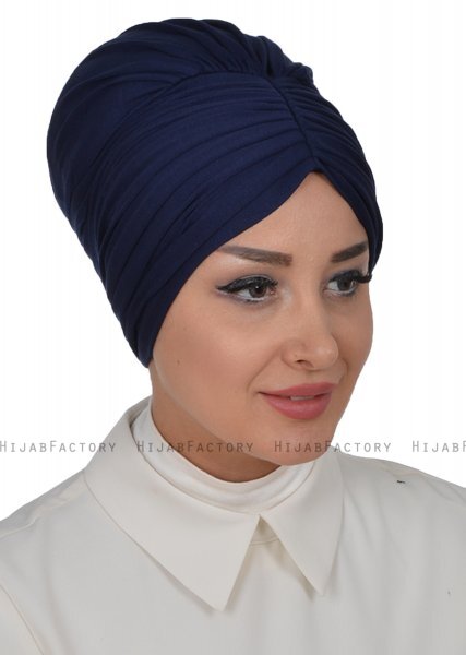 Wilma - Marineblå Bomull Turban - Ayse Turban