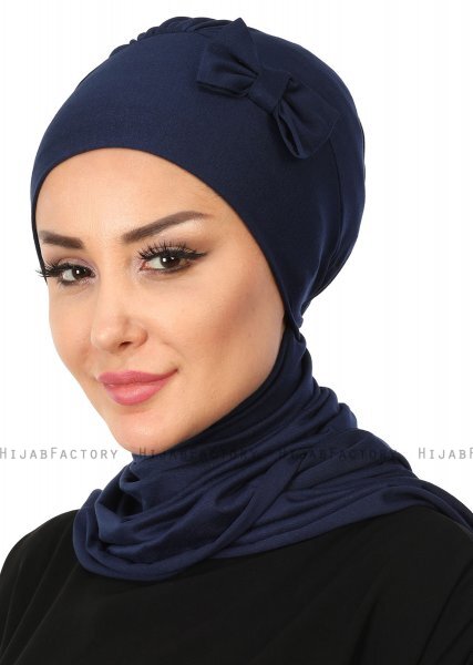 Bianca - Marineblå Bomull Turban