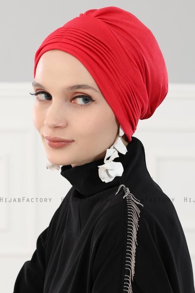 Linda - Rød Bomull Turban - Ayse Turban